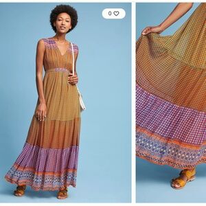Anthropologie Tanvi Kedia Aelyn Embroidered Maxi Dress